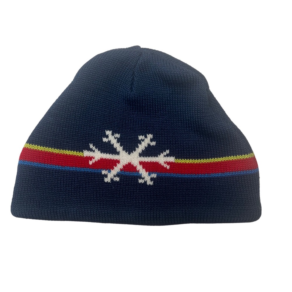 Gymboree Kids Snowflake‎ Beanie Hat Navy Blue Acrylic Wool Blend M L